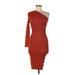 Love Always Casual Dress - Bodycon Open Neckline 3/4 sleeves: Orange Solid Dresses - Women's Size Large