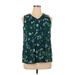 Croft & Barrow Sleeveless Blouse: Green Print Tops - Women's Size X-Large