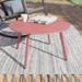 Patio Round Steel Patio Coffee Table, Weather Resistant Outdoor Large Side Table