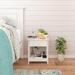 Mission Side Table, 1 Drawer Bedside Table with A Shelve Solid Wood Structure In White Paint Spray, Wooden