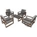 Orren Ellis Aluminum 5 Pieces Patio Furniture Set w/ 2 Swivel + 2 Armchair in Brown | 42.91 W x 25.2 D in | Wayfair