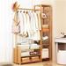 Rebrilliant Langridge Bamboo 39" W Clothing Rack Storage Shelves Garment Hanging Wood in Brown | 65 H x 39.4 W x 11.4 D in | Wayfair