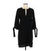 Donna Ricco Casual Dress - Mini Crew Neck 3/4 sleeves: Black Solid Dresses - Women's Size 8