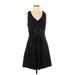 Leifsdottir Cocktail Dress - Party V Neck Sleeveless: Black Dresses - Women's Size Small