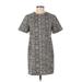 Zara Cocktail Dress - Shift High Neck Short sleeves: Gray Snake Print Dresses - Women's Size Small