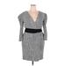 Sami & JO Casual Dress - Wrap: Gray Houndstooth Dresses - Women's Size 2X