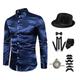 Tenue de gangster des années 1920 pour homme avec ensemble d'accessoires 7 pièces rétro vintage cosplay costume gavroche chapeau barbe y-dos bretelles noeud papillon montre de poche