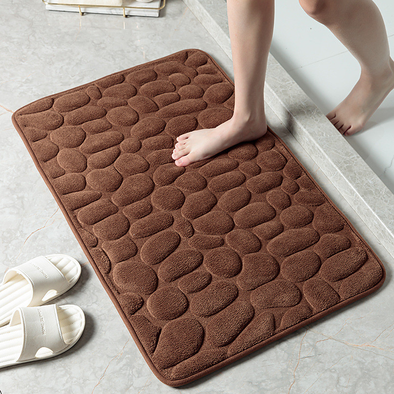 Cobblestone Bath Mat Non-slip Memory Foam Pad, Washable Bath Rugs, Rapid Water Absorbent, Non-Slip, Washable, Thick, Soft And Comfortable Carpet For Shower Room