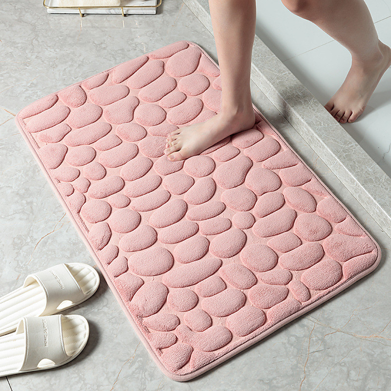 Cobblestone Bath Mat Non-slip Memory Foam Pad, Washable Bath Rugs, Rapid Water Absorbent, Non-Slip, Washable, Thick, Soft And Comfortable Carpet For Shower Room