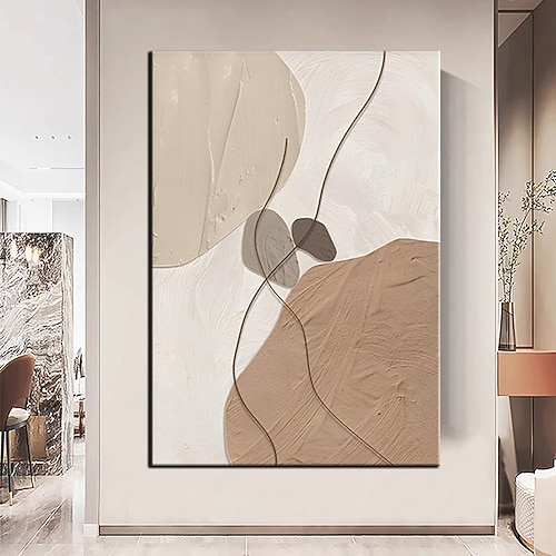 Handgefertigte Farben, Messergemälde, Leinwand, Wandkunst, Linientextur, Ölgemälde, handgefertigt, modernes Dekor, großes abstraktes braunes, dickes Acrylgemälde, Wandbild für Wanddekoration Image