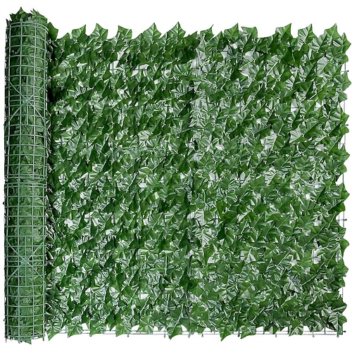 Sichtschutz aus künstlichem Efeu – 102 x 305 cm, UV-beständige künstliche Blätter und Ranken – Sichtschutz für Terrasse, Balkon, Garten und Hinterhof, grüne Wanddekoration
