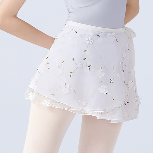 atmungsaktive ballett-sportbekleidung röcke druck stickerei rüschen damen training leistung hoher polyester Image