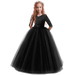 IBTOM CASTLE Little Big Girls Flower Vintage Floral Lace 3/4 Sleeves Floor Length Dress Wedding Party Evening Formal Pageant Dance Gown 3-4 Years Black
