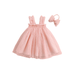 Canrulo Toddler Baby Girls Dress Tulle Tutu Dress Lace Princess Birthday Wedding Party Dresses+Headband Summer Clothes Pink 4-5 Years