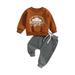 Canis Boys Halloween Pants Set Letters Pumpkin Print Sweatshirt Sweatpants