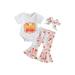 Canis Fashionable Girl Romper Shirt combined with Long Bell-Bottoms Trousers Outfit and Head Band