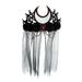 Head Band Veil Happy New Year Hats Halloween Costumes for Women Black Mesh Crown Cosplay Felt Ribbons.