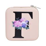 Huarll Cosmetic Bag Wash Pouch Personalized Women s Jewelry Box Travel Jewelry Box English Alphabet Flower Jewelry Makeup Bag Gifts for Women Gifts for Friends