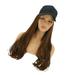 Wig Curly Human Hair Synthetic with Baseball Cap for Halloween Women Hairpiece Casual Long Hat One-piece Miss Women s