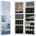 8 LEDs Mirror Jewelry Cabinet 47.2-inch Jewelry Armoire Organizer Wall/Door Mount Lockable Storage Cabinet with 6 Earrings Shelves 2 Makeup Pockets White and Black JC12003B