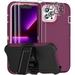 FEIYAR HOME for iPhone 13 Pro Max Heavy Duty Case with 2 Tempered Glass Protectors and Camera Lens Protector Belt Clip Holster Kickstand - Military Grade Shockproof Wine Red Pink