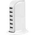 Charging Station for Multiple Devices USB Charging Hub 30W 6 Port USB Charging Station Multiple USB Charging Station (Shared 6A) Smart IC Tower Charging Blocks Travel Phone Charger (White).