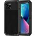 Lanhiem iPhone 13 Metal Case Heavy Duty Shockproof Tough Rugged Case with Built-in Glass Screen Protector 360 Full Body Protective Cover for iPhone 13 6.1 inch Black