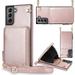 JAKPDE for Samsung Galaxy S21 5G Case Wallet Zipper Leather Case with Card Holder Slots Protective S21 5G Case Cover with Lanyard Case Compatible with Samsung Galaxy S21 5G 6.2 inch Rose Gold