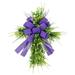 Cross Wreaths for Front Door 21 Artificial Spring Easter Cross Wreaths with Green Leaf & Purple Bow Farmhouse Wreath for Indoor Outdoor Porch Window Wedding Spring Summer Decor