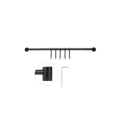 Intirilife Edelstahl Küche Hängeleiste zum bohren mit 5 Haken in Schwarz - 35.5 x 6.3 x 2.1 cm - Küchen Reling Hakenleiste Küchenstange Wandhalterung Image