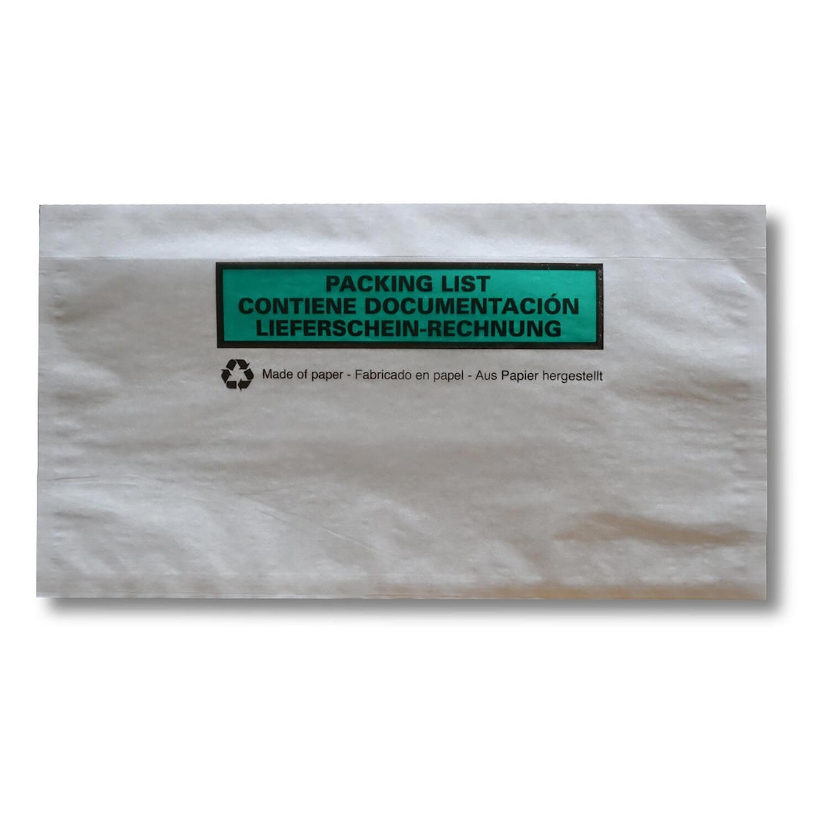1000x Dokumententaschen aus Pergamin Papier Lieferschein/Rechnung weiß mit grünem Balkendruck DIN-Lang Image