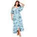 Plus Size Women's Cold-Shoulder Faux-Wrap Maxi Dress by June+Vie in White Watercolor Marble (Size 10/12)