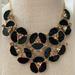 Kate Spade Jewelry | Kate Spade New York Disco Pansy Bib Flower Statement Necklace | Color: Black/Gold | Size: 19 1/2”