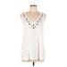 Calvin Klein Sleeveless Top Ivory V Neck Tops - Women's Size Large