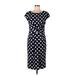 Eliza J Casual Dress - Sheath: Blue Polka Dots Dresses - Women's Size 12