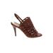 Nine West Heels: Slingback Stiletto Boho Chic Brown Print Shoes - Women's Size 7 1/2 - Open Toe