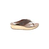 FitFlop Sandals: Slide Wedge Casual Brown Print Shoes - Women's Size 10 - Open Toe