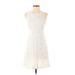 Ann Taylor LOFT Casual Dress - Mini Crew Neck Sleeveless: Ivory Solid Dresses - Women's Size P