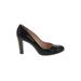 Calvin Klein Heels: Slip-on Chunky Heel Cocktail Party Black Print Shoes - Women's Size 7 1/2 - Almond Toe