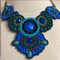 Anthropologie Jewelry | Anthropologie Beaded Seed Bib Statement Necklace | Color: Blue/Green | Size: Os