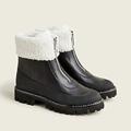 J. Crew Shoes | J Crew Leather Gwen Lugsole Front Zip With Fur Boot, Bd826 Sz 9 | Color: Black | Size: 9