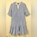 J. Crew Dresses | J Crew Pin Stripe Dress With Ruffle Trim | Color: Blue/White | Size: M