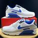 Nike Shoes | Nike Air Max 90 Leather Shoes White Game Royal Blue Fn6843-100 Men's Size 11 New | Color: Blue/White | Size: 11