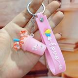 Disney Accessories | Disney Mickey Pink Bubble Tea Cup Shape Keychain Mini Simulation Food Key Chain | Color: Pink/White | Size: Os