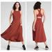 Athleta Dresses | Athleta Winona Midi Support Dress Russet Brown Lightweight Stretch Size L | Color: Orange | Size: L