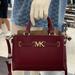 Michael Kors Bags | Michael Kors Reed Small Dark Cherry Leather Center Zip Belted Satchel Bag Purse | Color: Gold/Purple | Size: Small