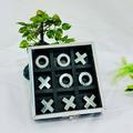 Tic Tac Toe Tabletop Game Set XOX game for kids handcrafted wooden Coffee Table Game Handmade Wooden Family Board Game Metal Noughts and Crosses Storage Box with Glass