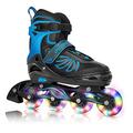 Ajustable Inline Skates for Women Men Kids with Light Up Wheels, Outdoor Roller Blades for Girls Boys Adults,Black and Blue,Medium