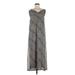 Timing Casual Dress - A-Line V Neck Sleeveless: Gray Leopard Print Dresses - Women's Size Medium
