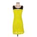 Gianni Bini Cocktail Dress - Mini Scoop Neck Sleeveless: Yellow Solid Dresses - Women's Size Small